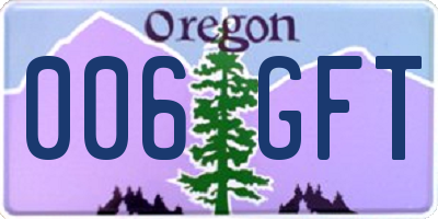 OR license plate 006GFT