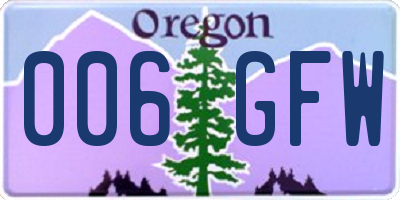 OR license plate 006GFW