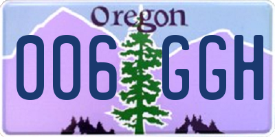 OR license plate 006GGH