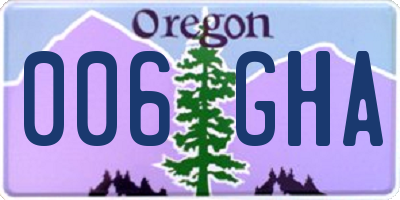 OR license plate 006GHA