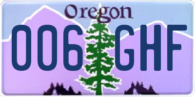 OR license plate 006GHF