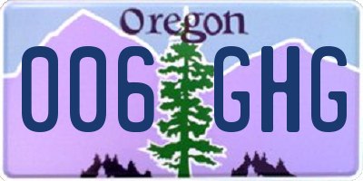 OR license plate 006GHG