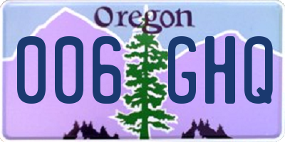 OR license plate 006GHQ