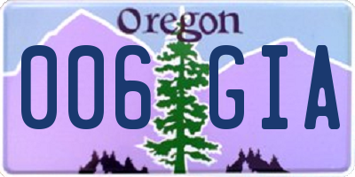 OR license plate 006GIA