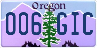 OR license plate 006GIC