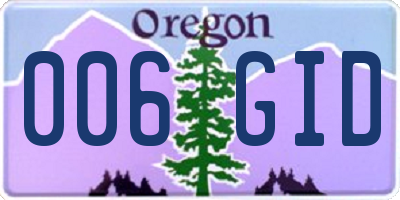 OR license plate 006GID