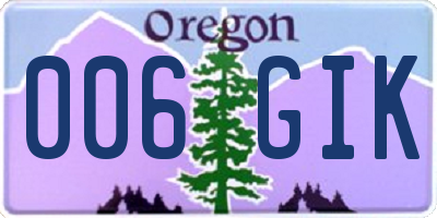 OR license plate 006GIK