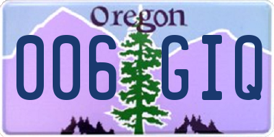OR license plate 006GIQ