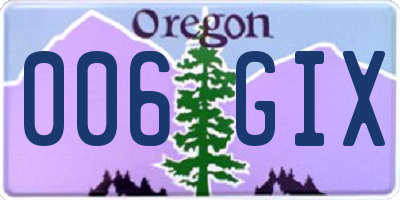 OR license plate 006GIX