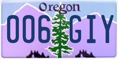 OR license plate 006GIY
