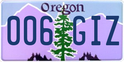 OR license plate 006GIZ