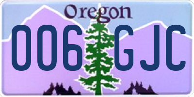 OR license plate 006GJC