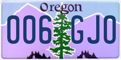 OR license plate 006GJO