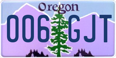 OR license plate 006GJT
