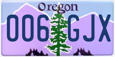 OR license plate 006GJX