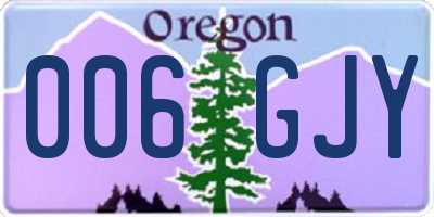 OR license plate 006GJY