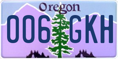 OR license plate 006GKH