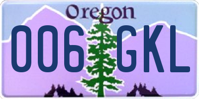 OR license plate 006GKL