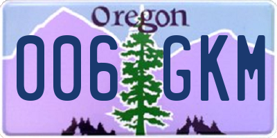 OR license plate 006GKM
