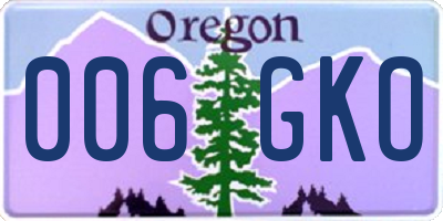 OR license plate 006GKO