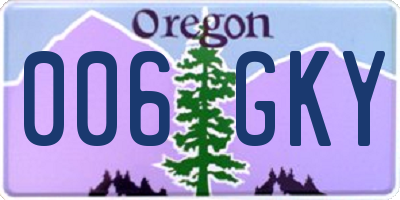 OR license plate 006GKY