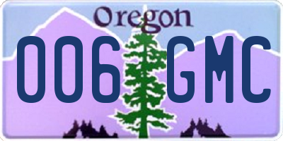 OR license plate 006GMC