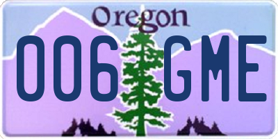 OR license plate 006GME