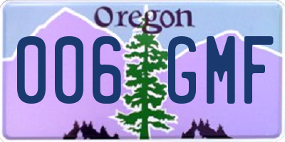 OR license plate 006GMF