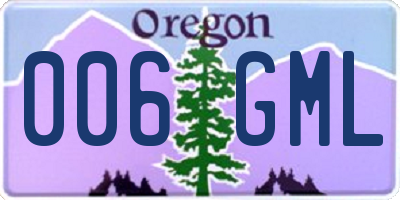 OR license plate 006GML