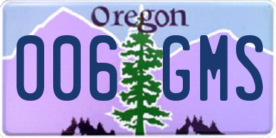 OR license plate 006GMS
