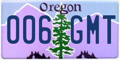 OR license plate 006GMT