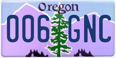 OR license plate 006GNC