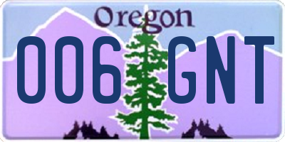 OR license plate 006GNT