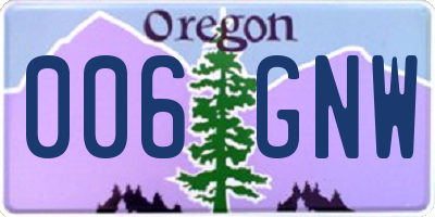 OR license plate 006GNW
