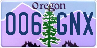 OR license plate 006GNX