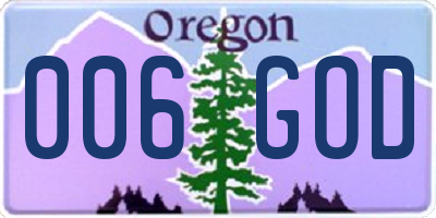 OR license plate 006GOD