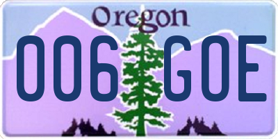 OR license plate 006GOE