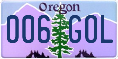 OR license plate 006GOL