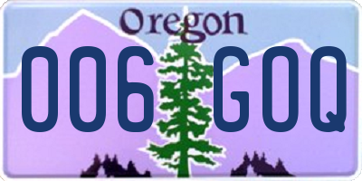 OR license plate 006GOQ