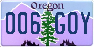 OR license plate 006GOY