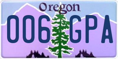 OR license plate 006GPA