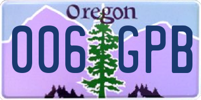 OR license plate 006GPB