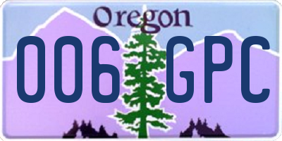 OR license plate 006GPC