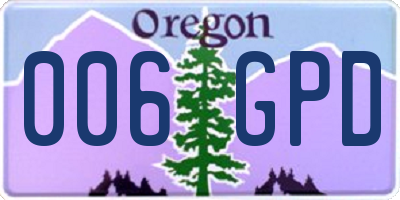 OR license plate 006GPD