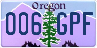 OR license plate 006GPF