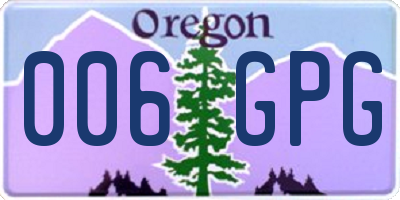 OR license plate 006GPG