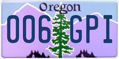 OR license plate 006GPI