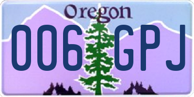 OR license plate 006GPJ