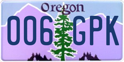 OR license plate 006GPK