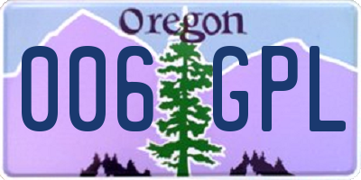 OR license plate 006GPL